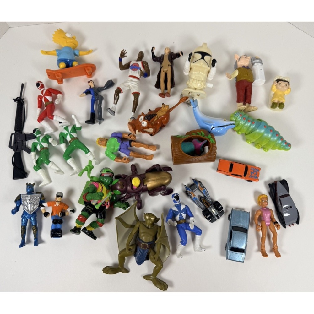 VTG 90s Mixed Lot of 27 Fast Food Kids Meal Toys Figures Vehicles Retro